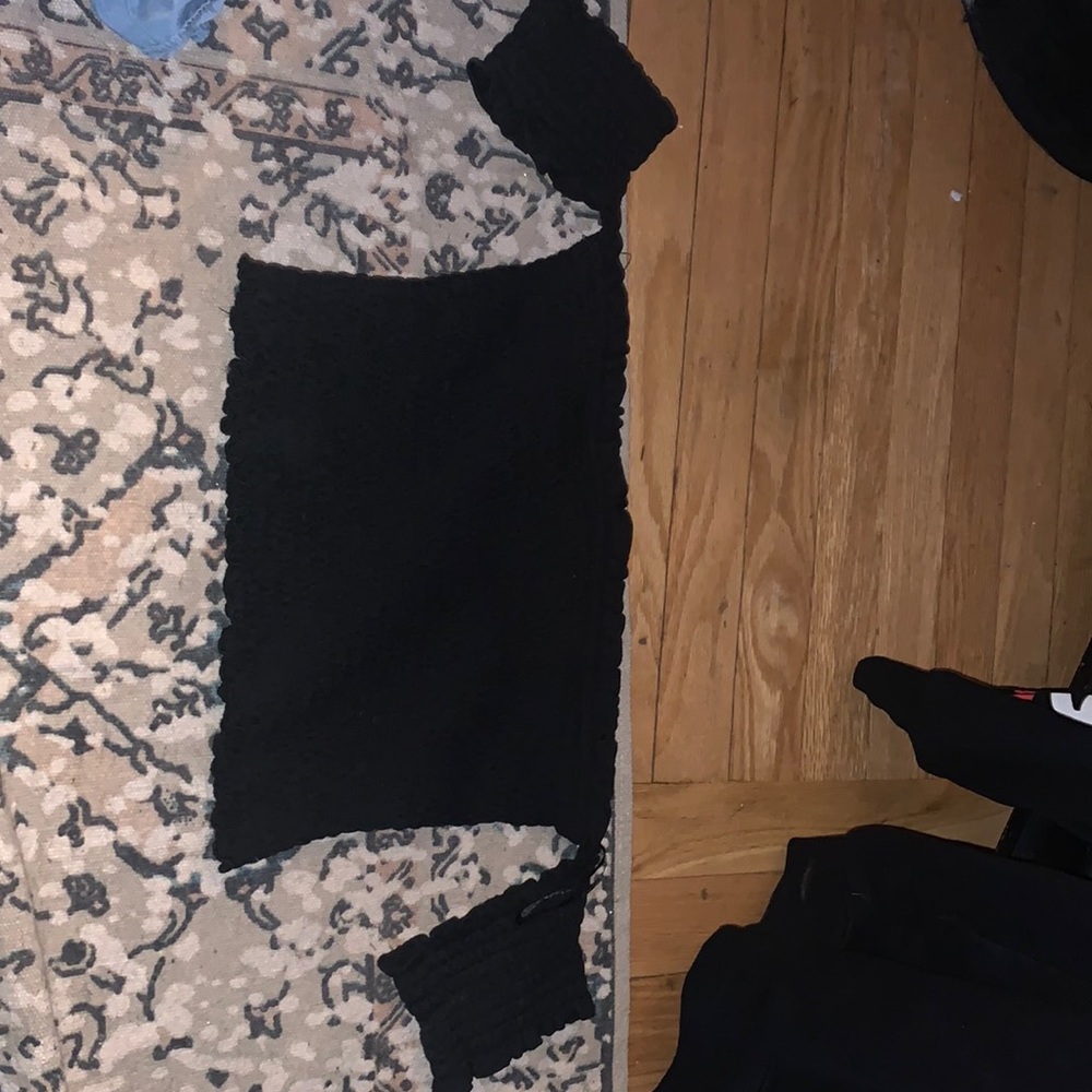 Black crop top off the shoulder